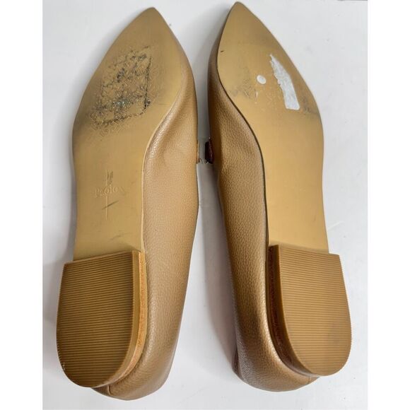 Linea Paolo Loafers Size 9 pointed Toe Leather Gold Chain Slip On Casual Shoes - Picture 9 of 9